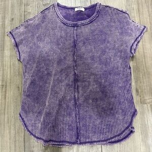 Zenana Oversized Acid Washed Waffle Knit Tee